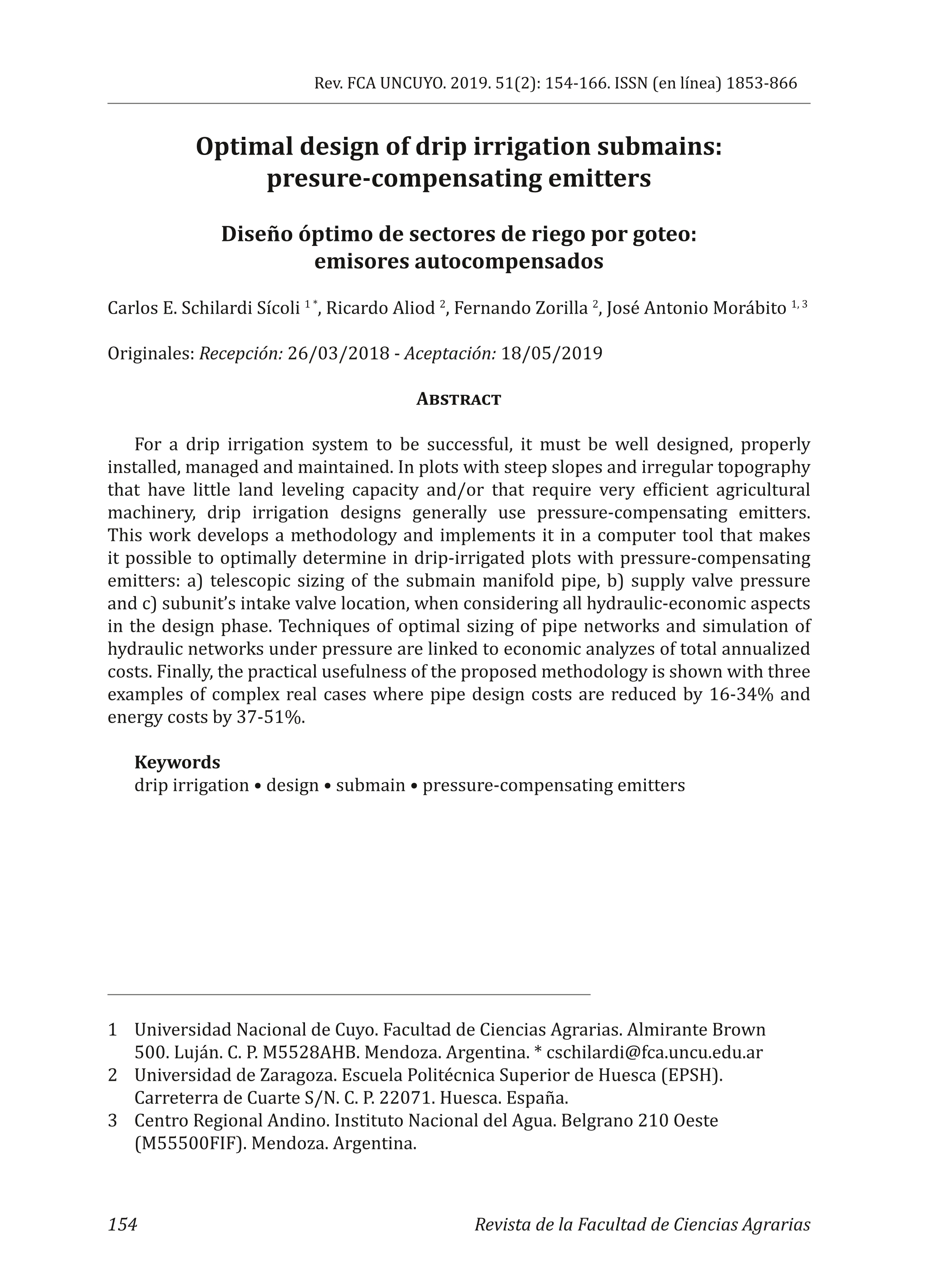 Optimal design of drip irrigation submains: presure-compensating emitters