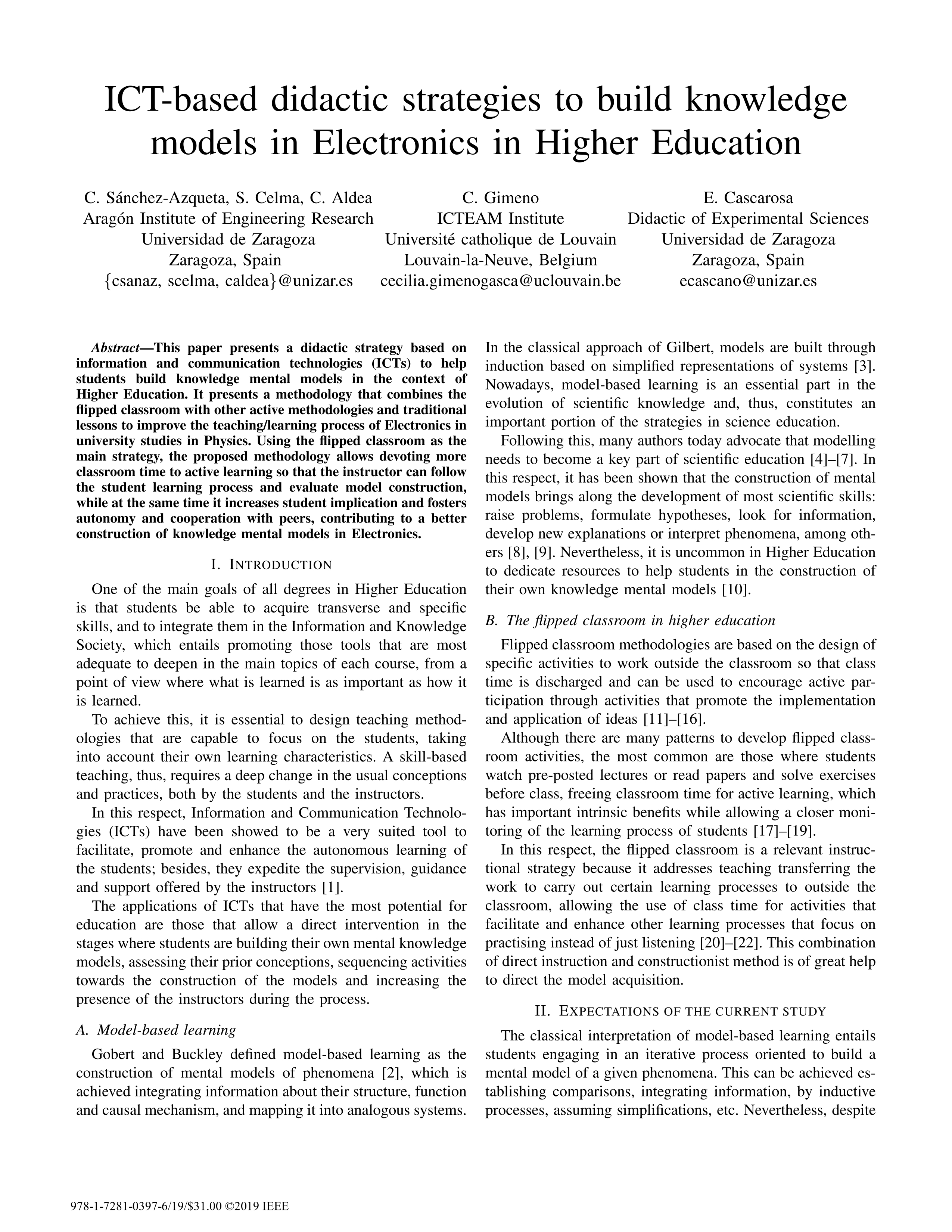 ICT-based didactic strategies to build knowledge models in electronics in higher education