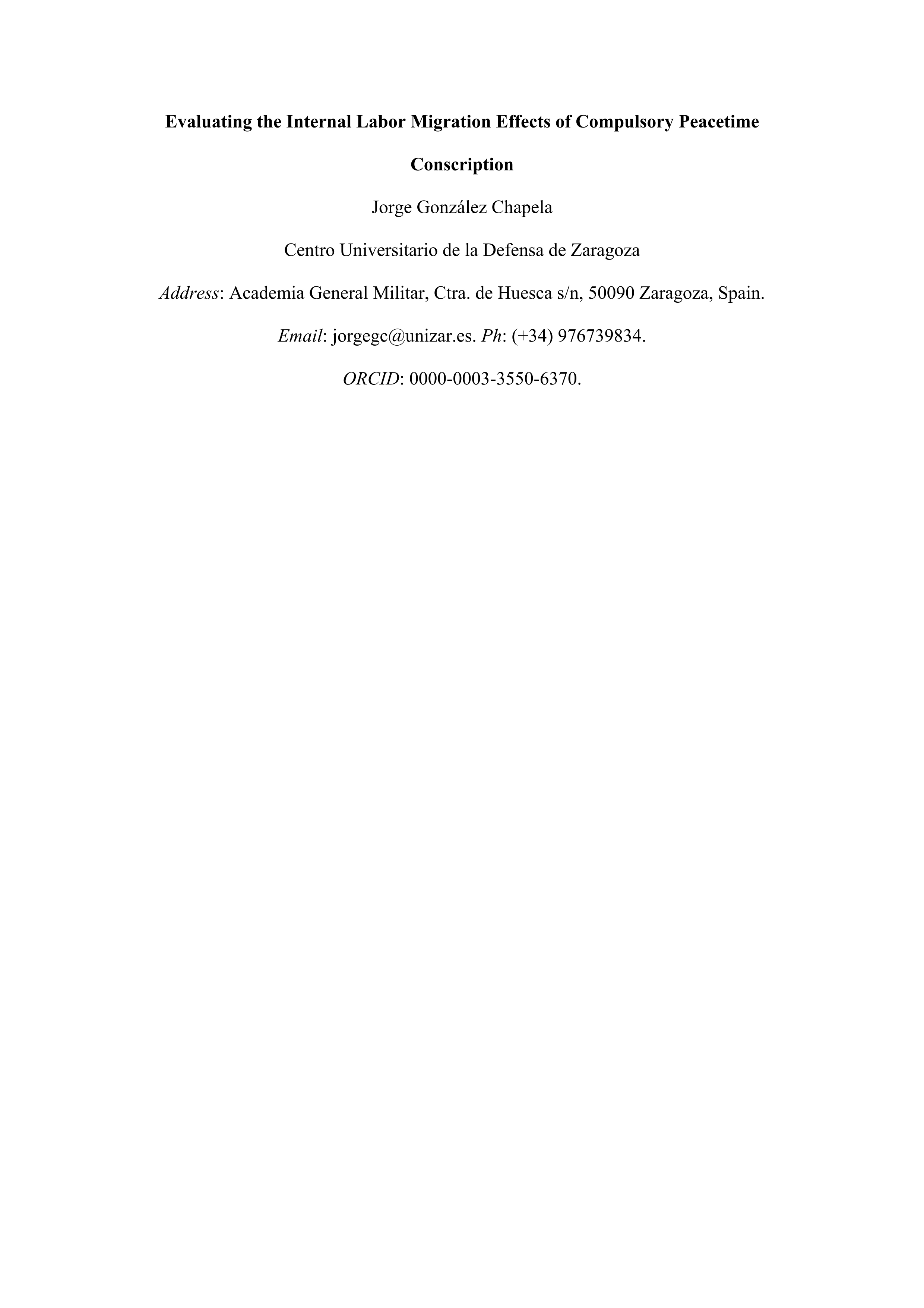 Evaluating the internal labor migration effects of compulsory peacetime conscription