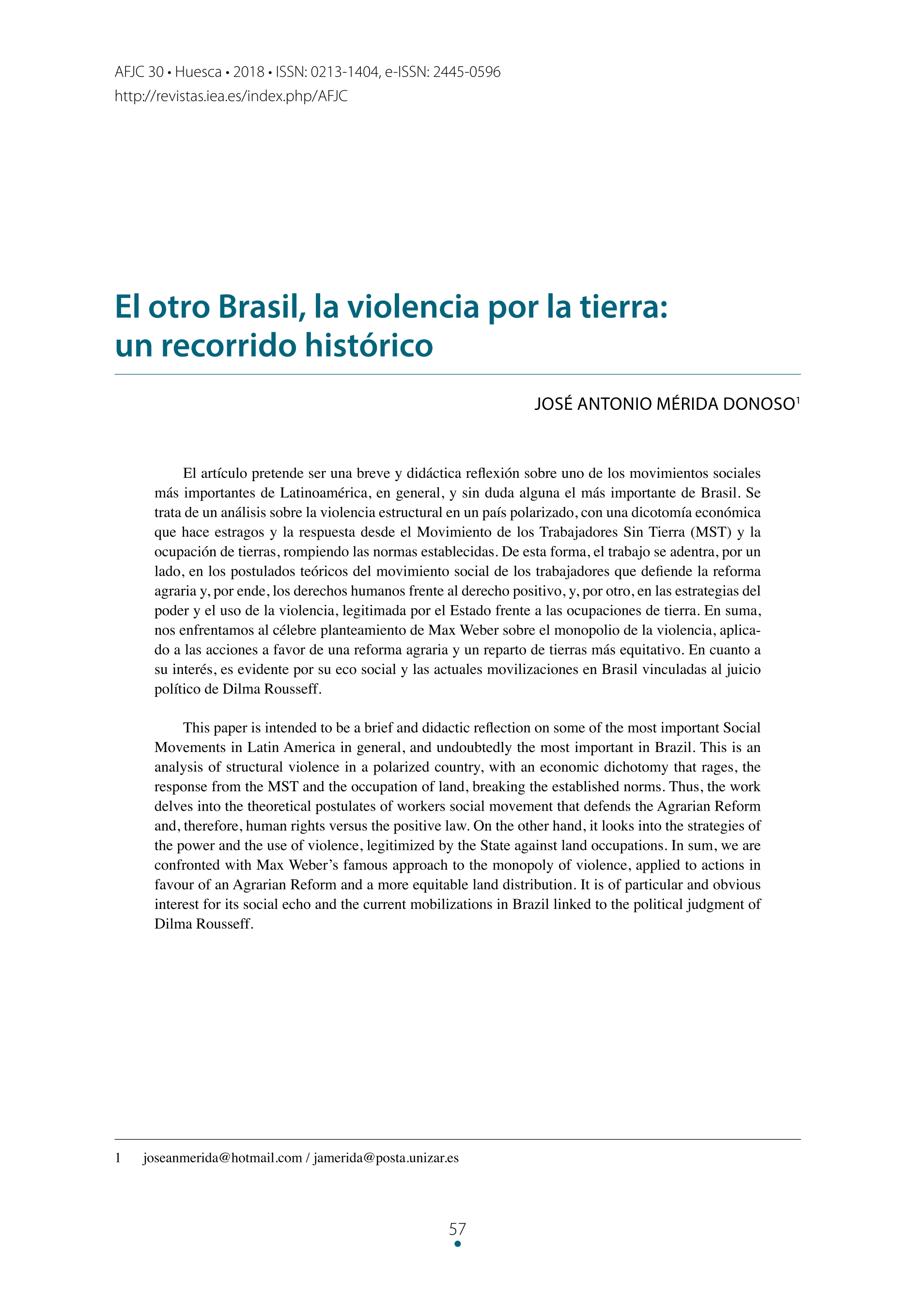 El otro Brasil, la violencia por la tierra: un recorrido histórico