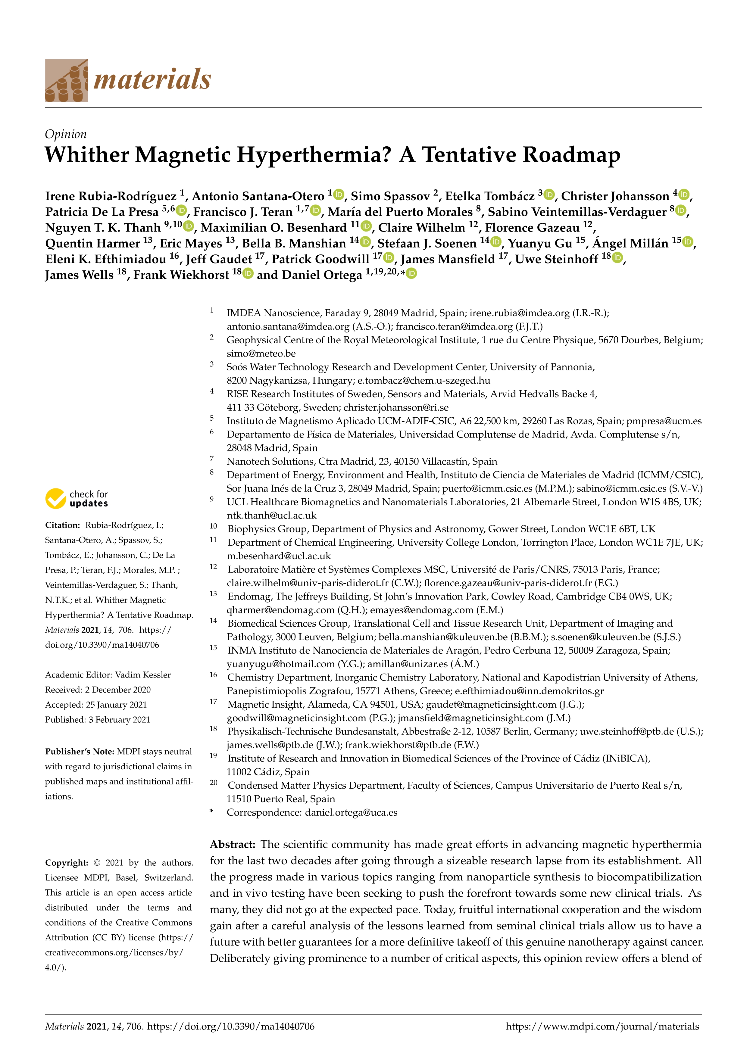 Whither magnetic hyperthermia? A tentative roadmap