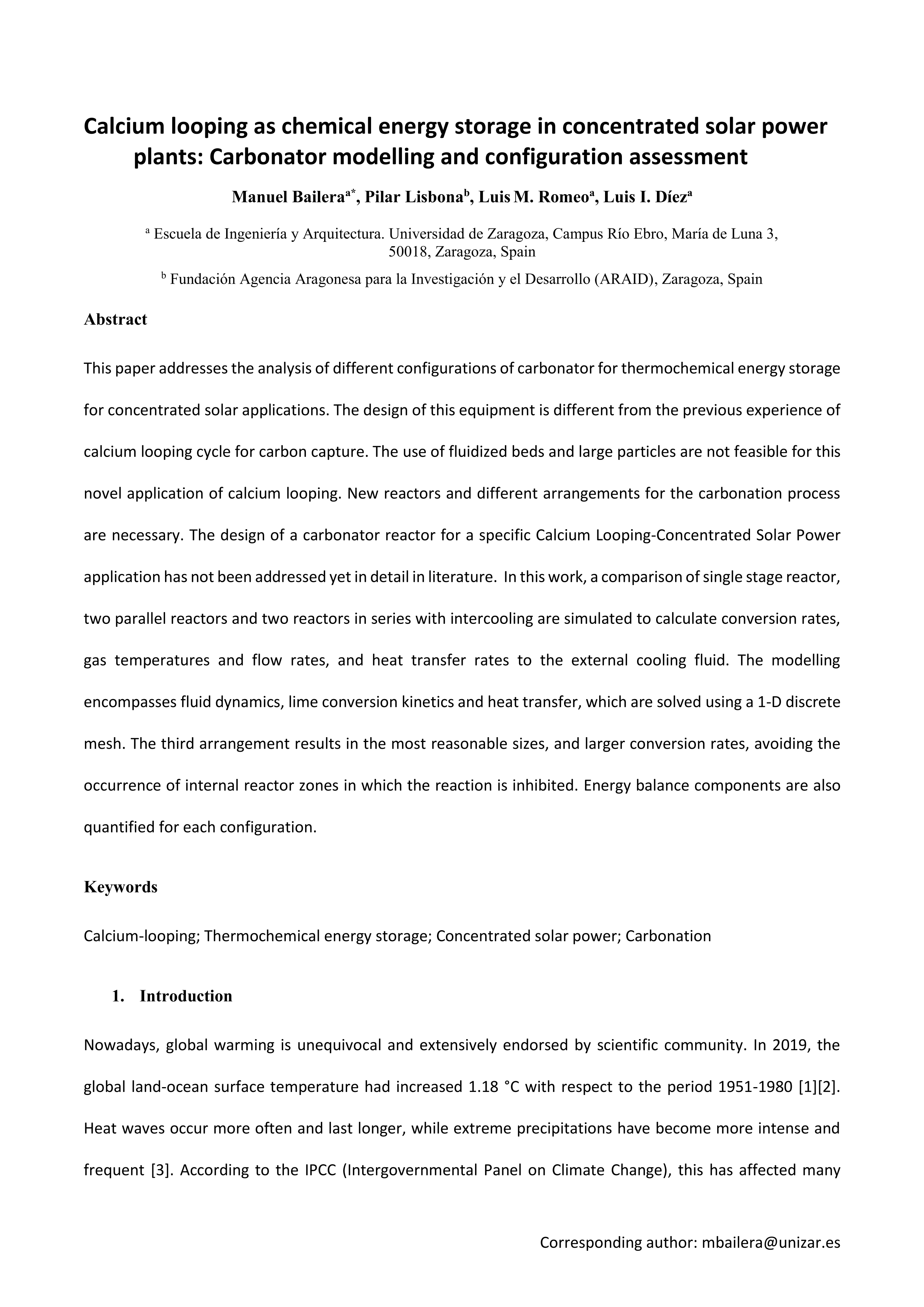 Calcium looping as chemical energy storage in concentrated solar power plants: Carbonator modelling and configuration assessment