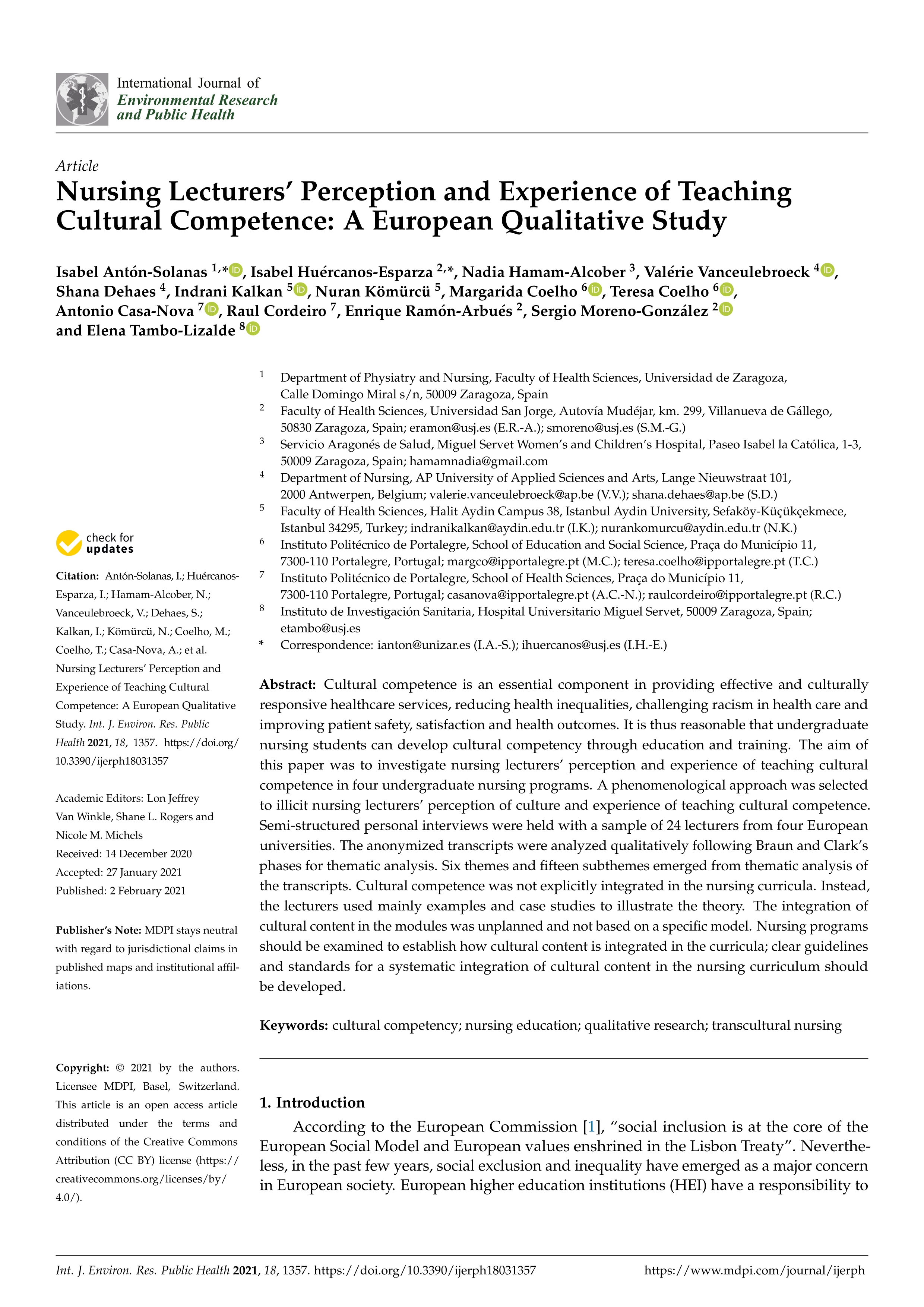 Nursing lecturers’ perception and experience of teaching cultural competence: a european qualitative study