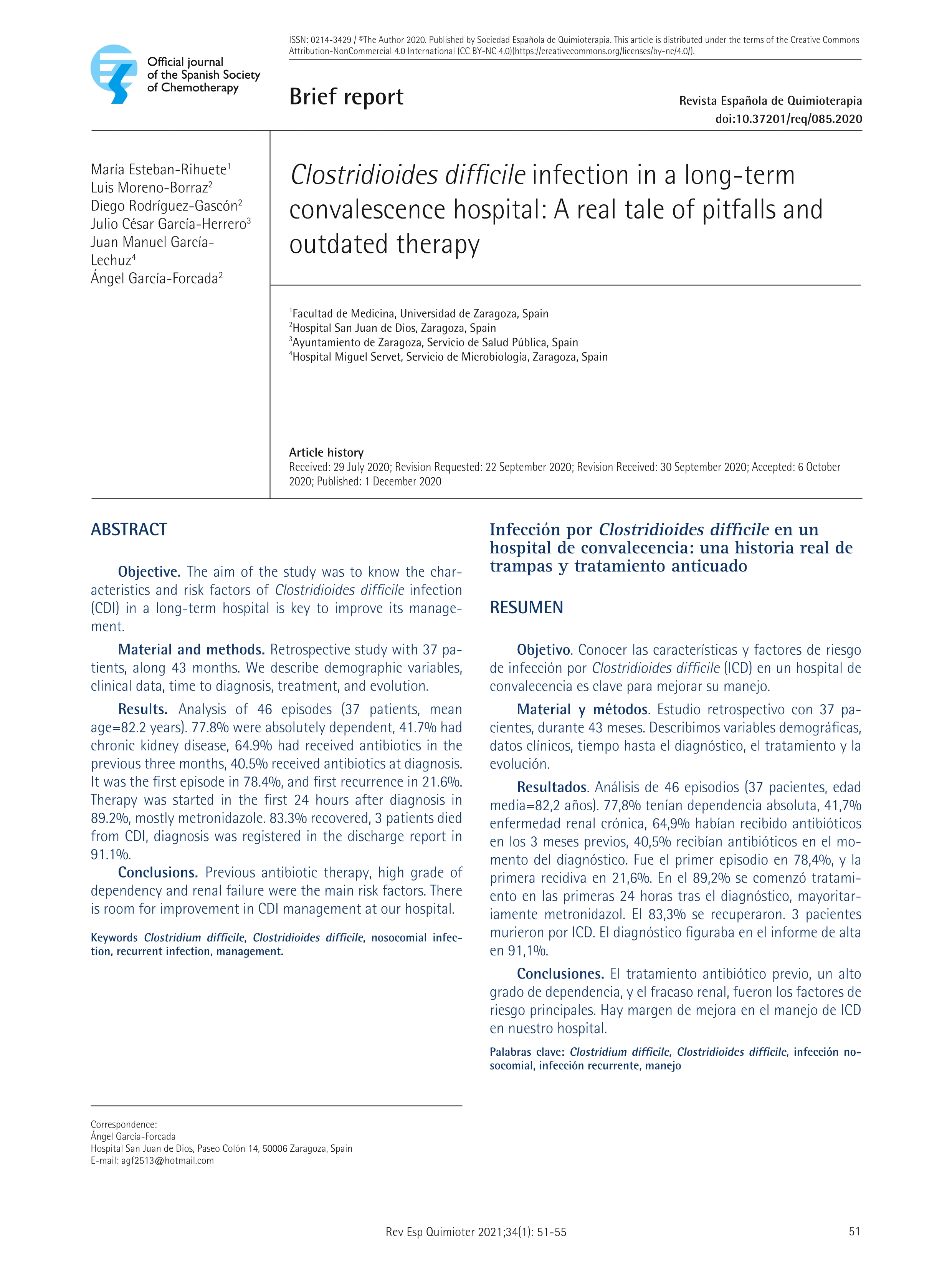 Clostridioides difficile infection in a long-term convalescence hospital: A real tale of pitfalls and outdated therapy